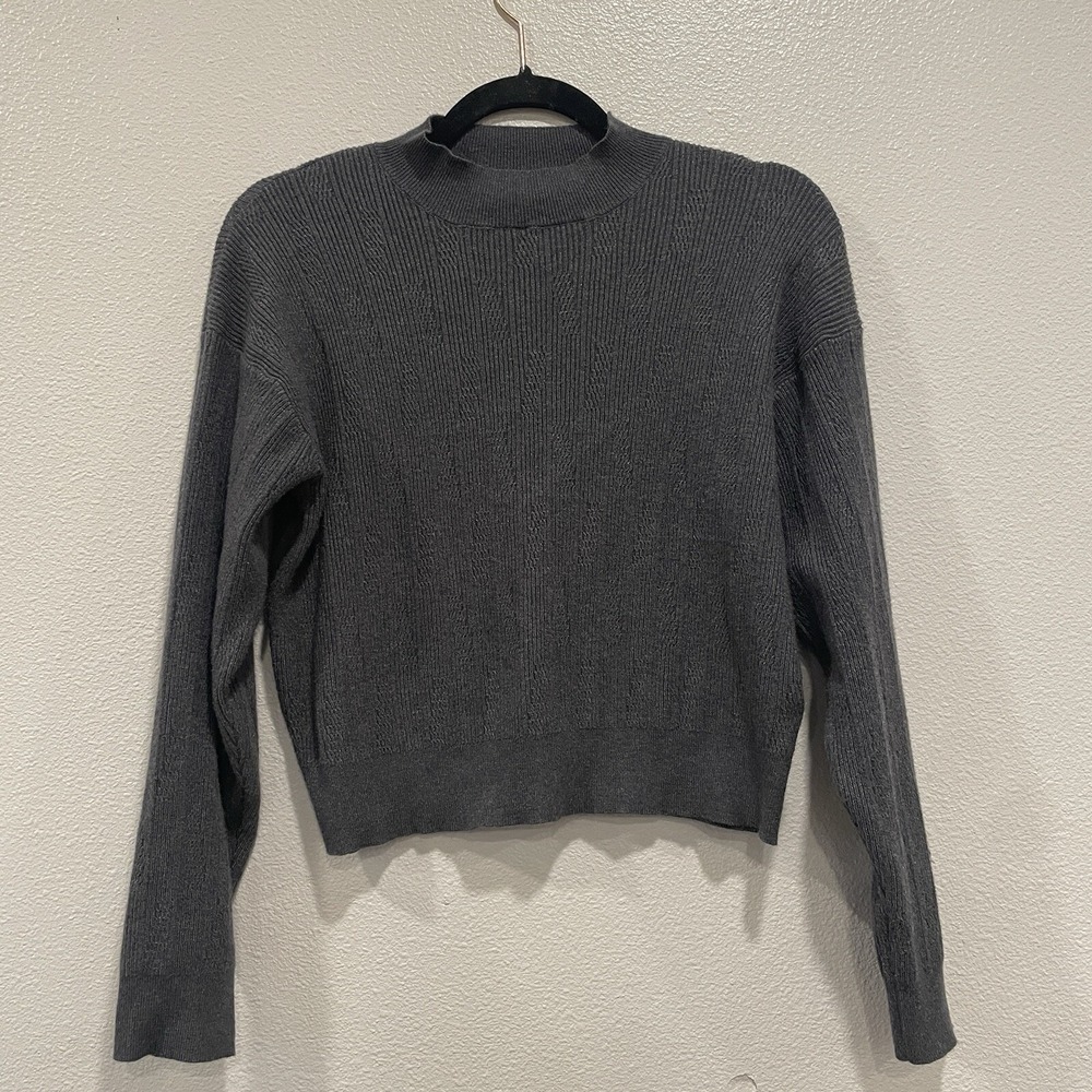 And Now This Charcoal Gray Textured Mock Neck Longsleeve Sweater Women's Size M